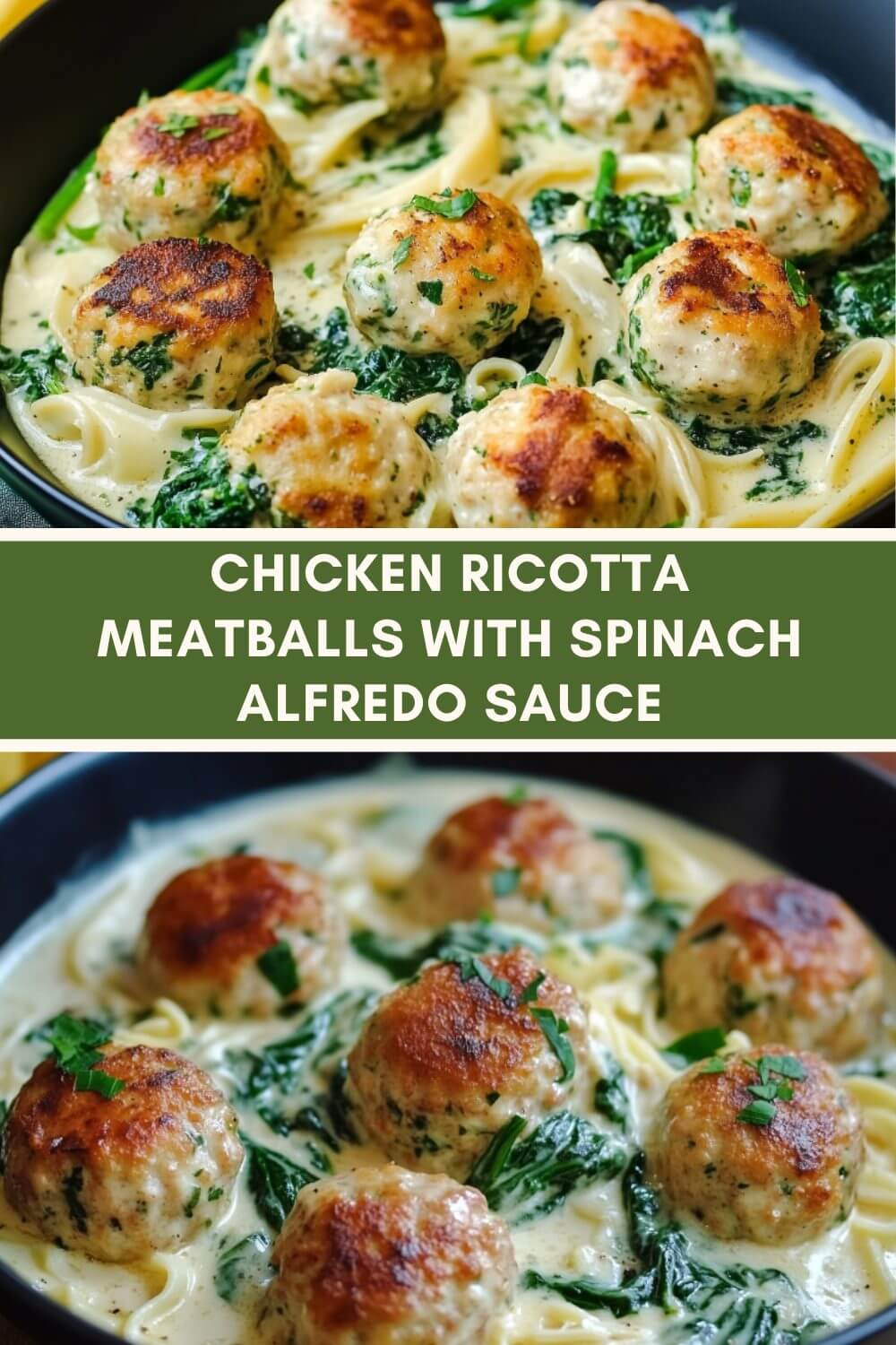 Chicken Ricotta Meatballs With Spinach Alfredo Sauce Recipecs 8781