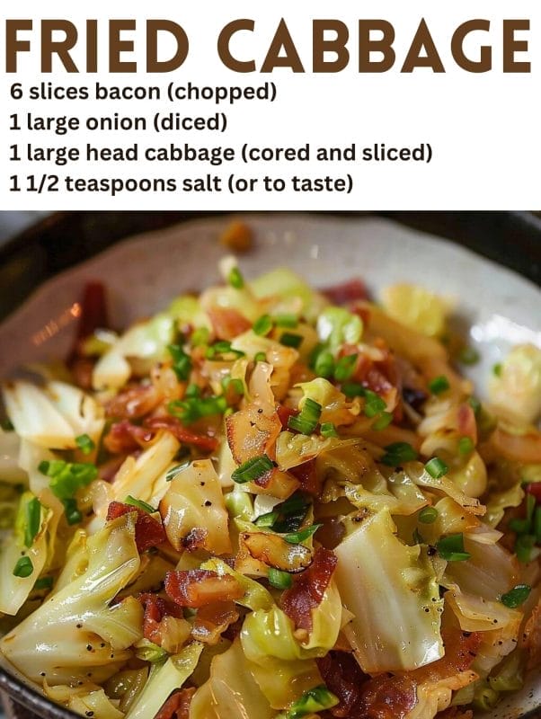 FRIED CABBAGE (WITH BACON, ONION, AND GARLIC) - Recipecs