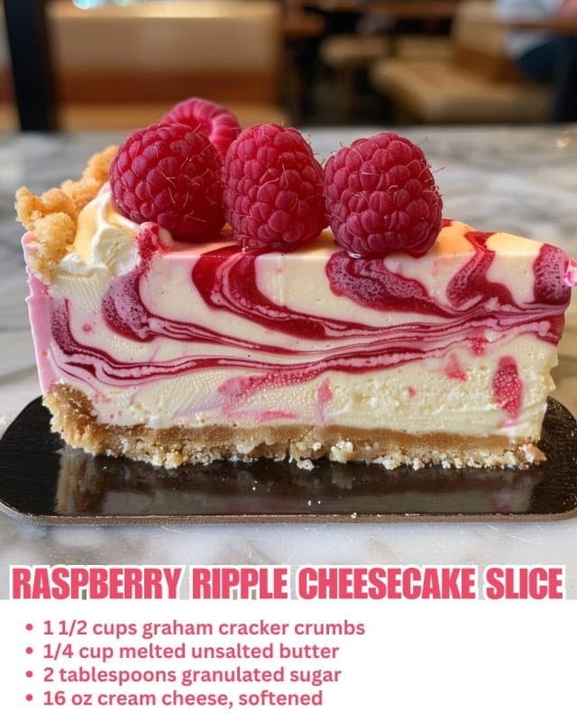 Raspberry Ripple Cheesecake Slice - Recipecs